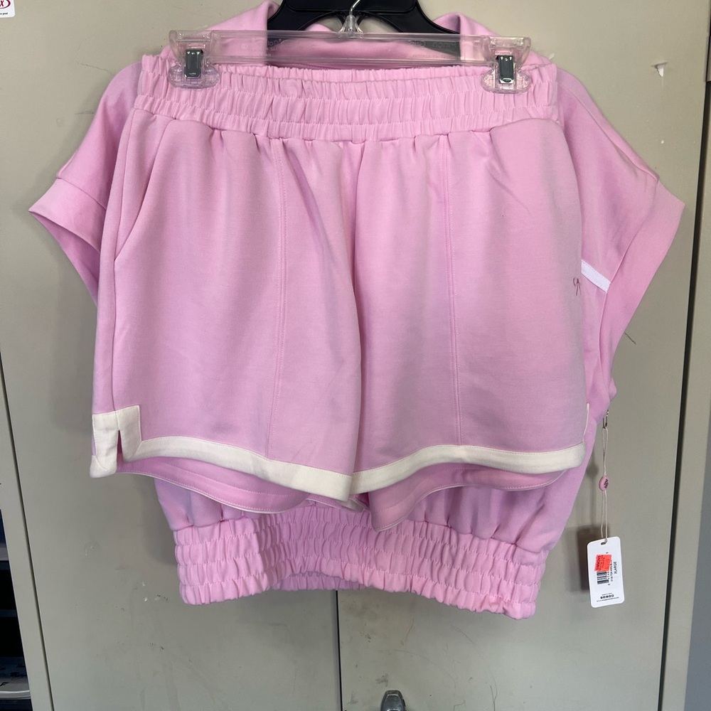 Simply Southern Pink Short Sleeve Pullover Top with White Trim